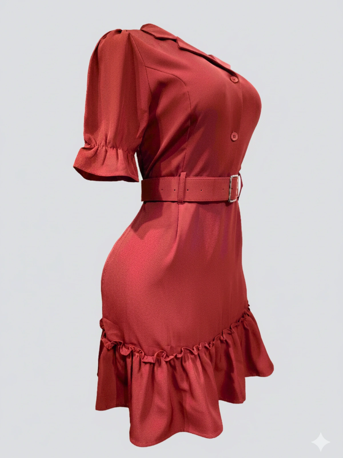 Classy Rust Ruffle Dress - Cotton dresses available at theGirlyZone Kampala